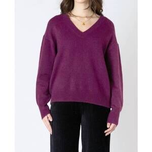 NEW DEX CLOTHING v neck knit sweater in plum